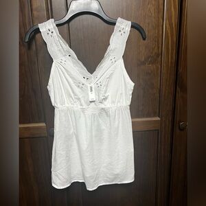 NWT Old Navy White Babydoll Style Tank Eyelet White Size Xs New